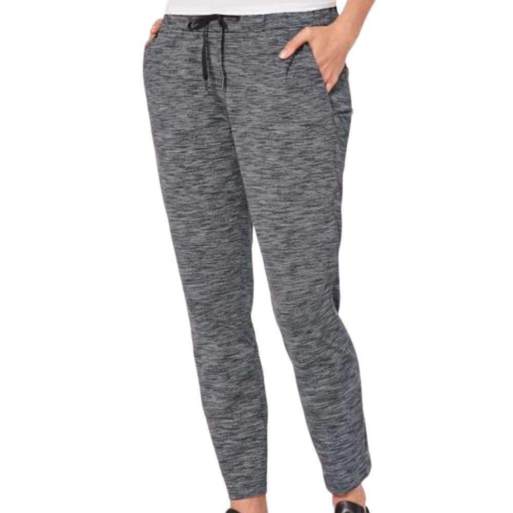 Lululemon Black White Print On The Fly Pant Drawstring Waist Jacquard Size 4